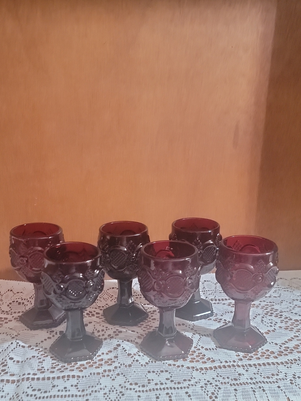 Vintage Avon 1876 Cape Cod Ruby Red Wine Glass Goblets - Set of 6